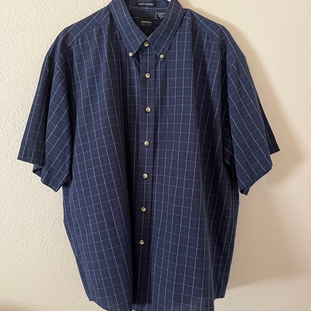 Arrow Blue Casual Button Down Shirt Classic Fit Size XL